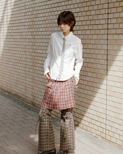 Waist pouch & pleated set (check)