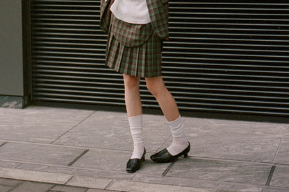 Waist pouch & pleated set (check)