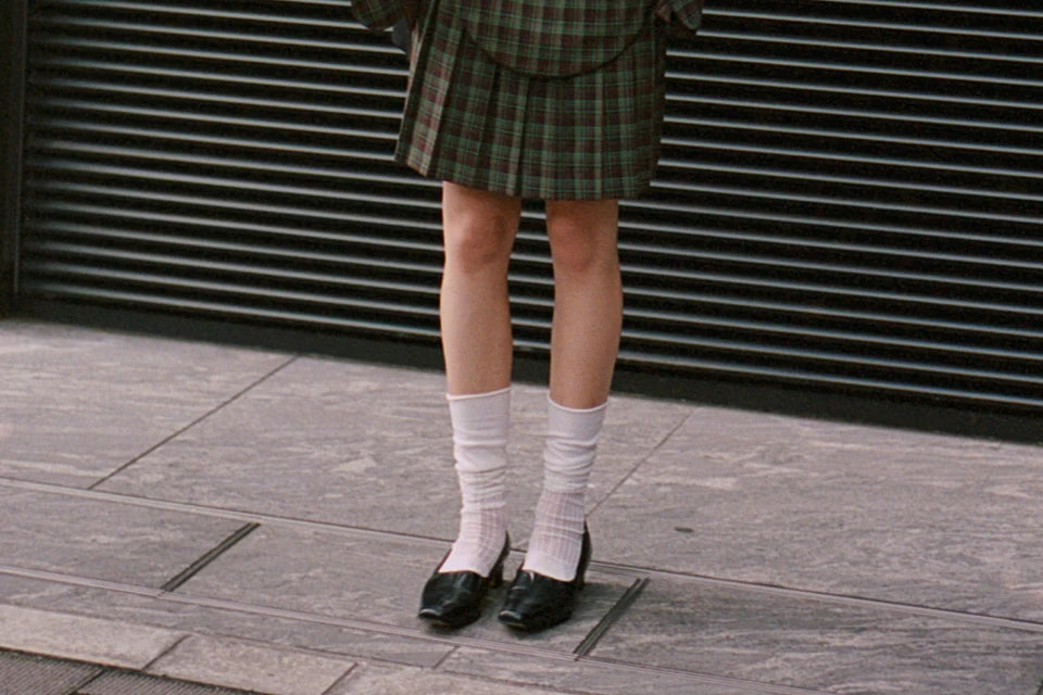 Waist pouch & pleated set (check)