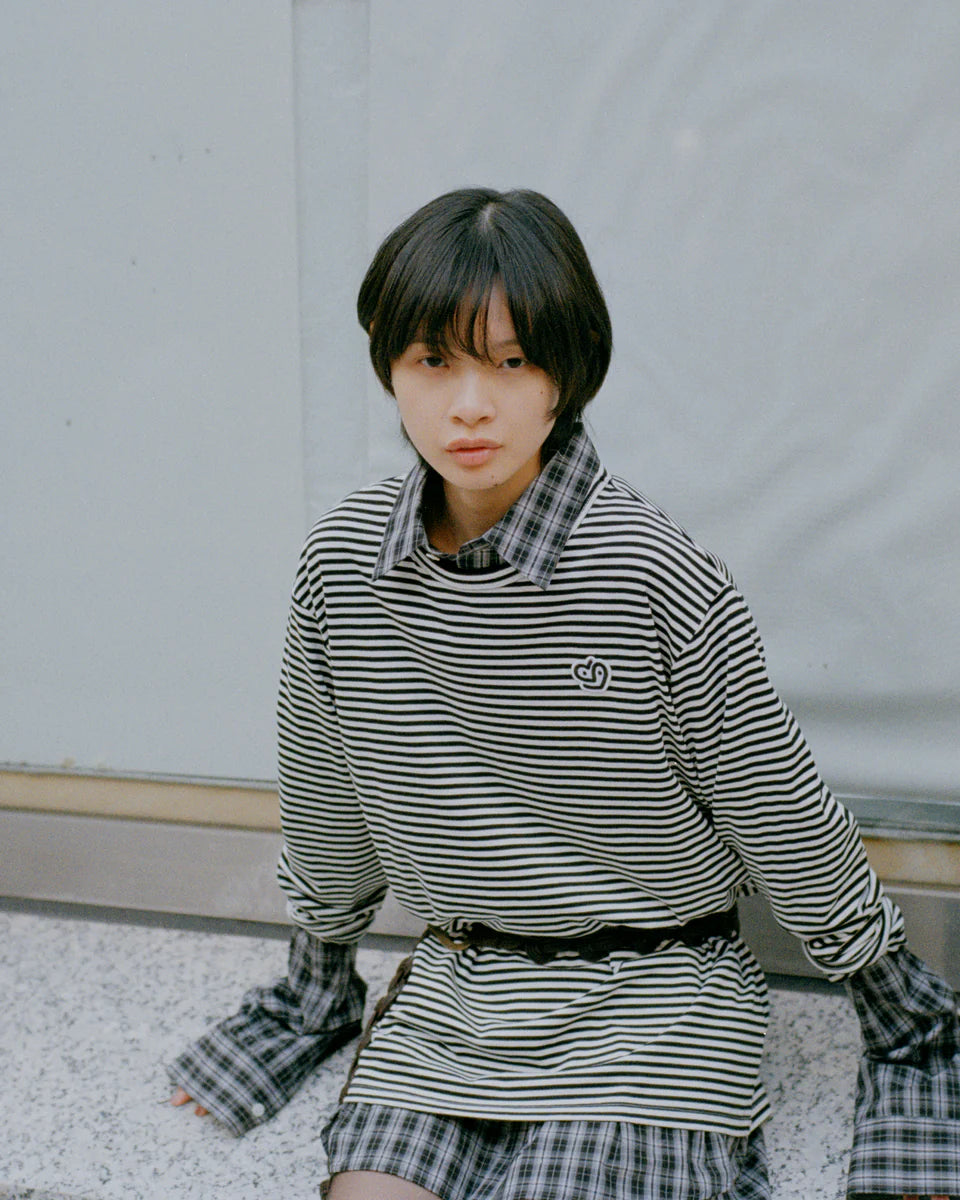 One-point long sleeve tee (border)