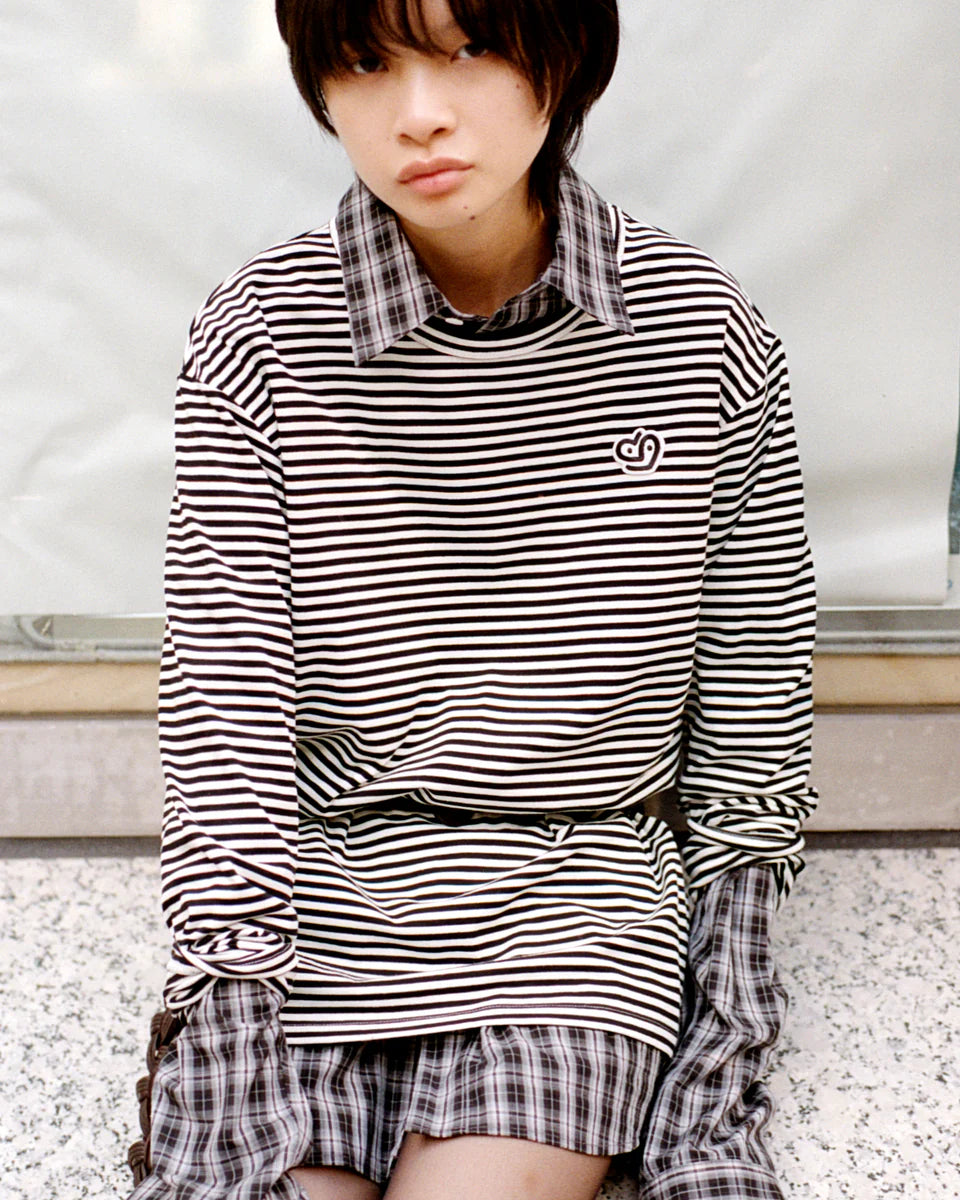 One-point long sleeve tee (border)