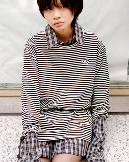 One-point long sleeve tee (border)