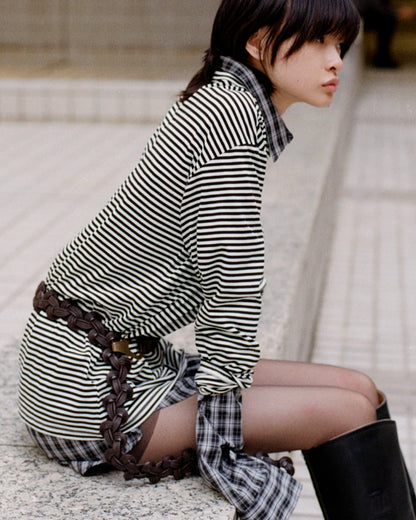 One-point long sleeve tee (border)