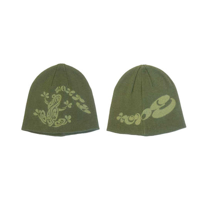 GREEN FROG KNIT BEANIE