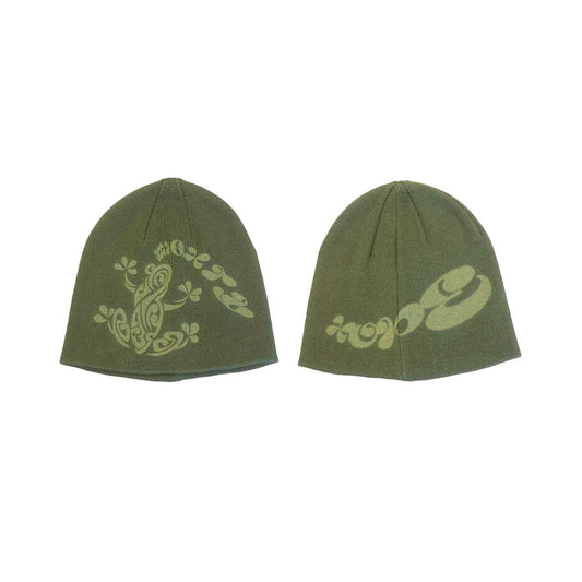 GREEN FROG KNIT BEANIE