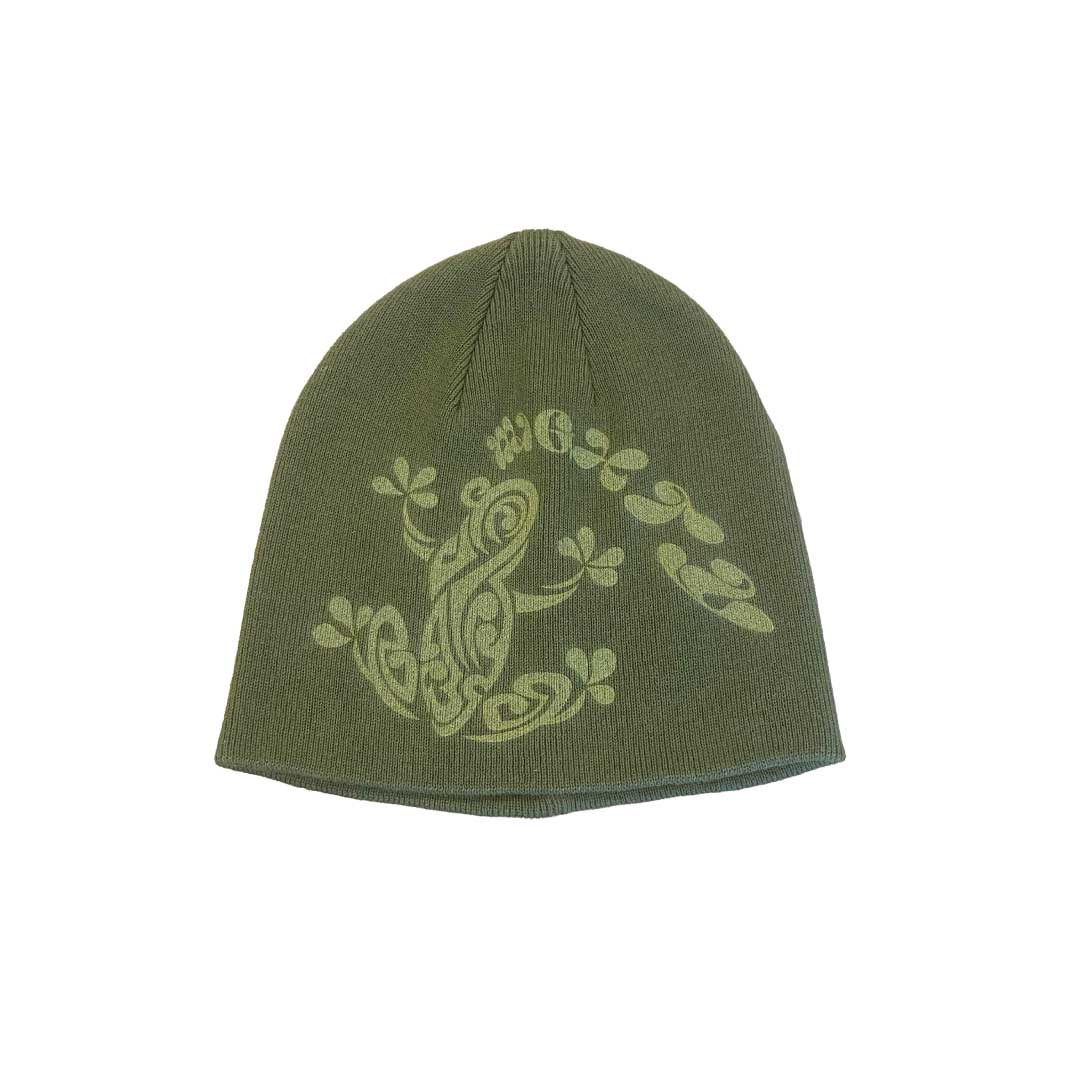 GREEN FROG KNIT BEANIE