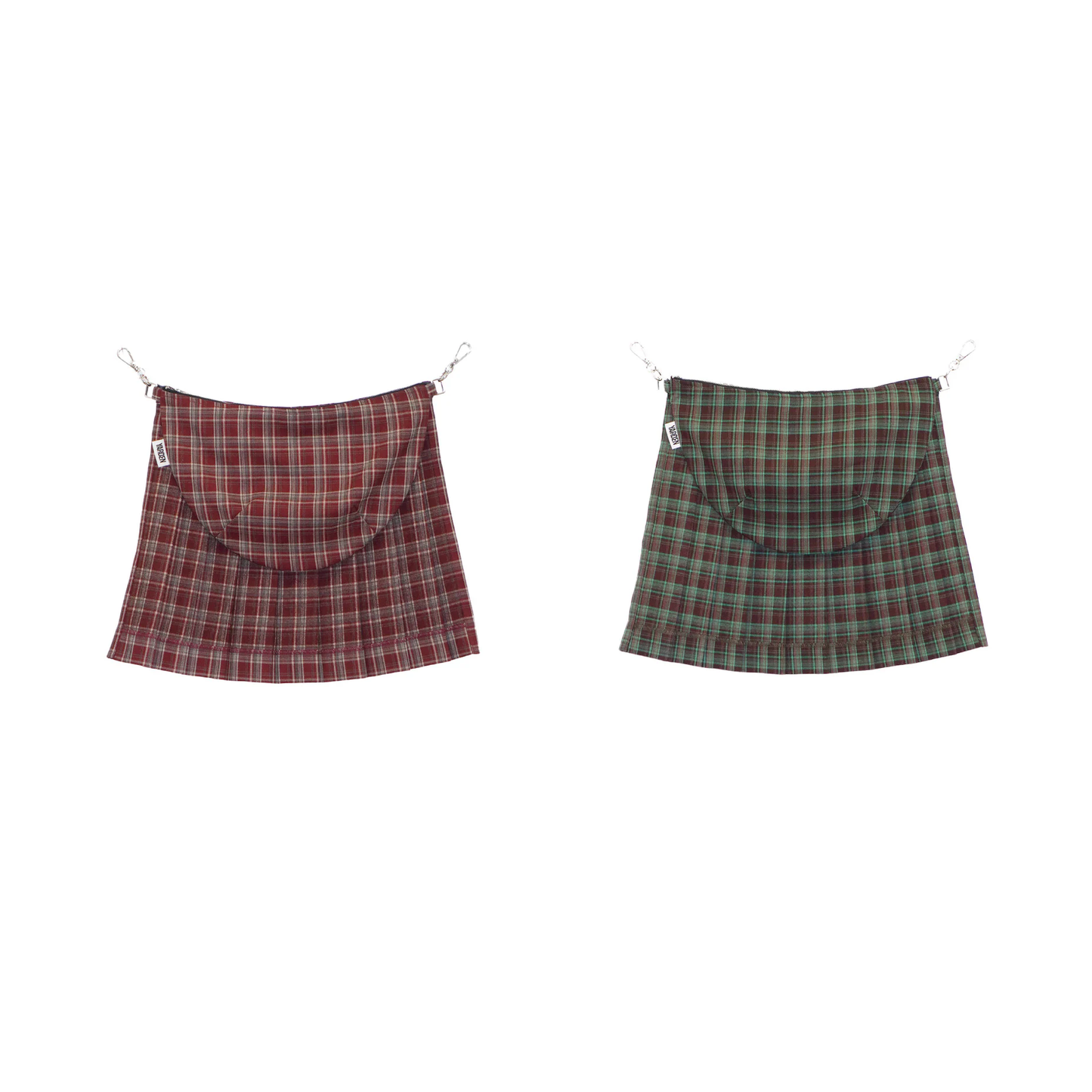 Waist pouch & pleated set (check)