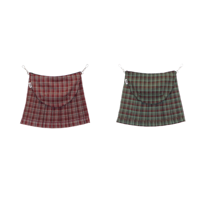 Waist pouch & pleated set (check)