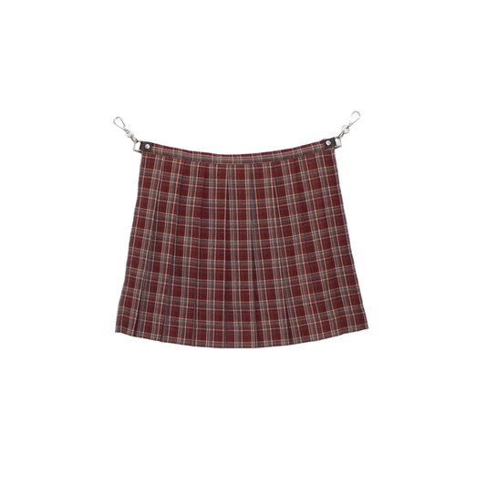 Waist pouch & pleated set (check)