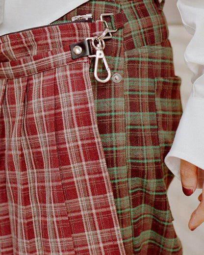 Waist pouch & pleated set (check)